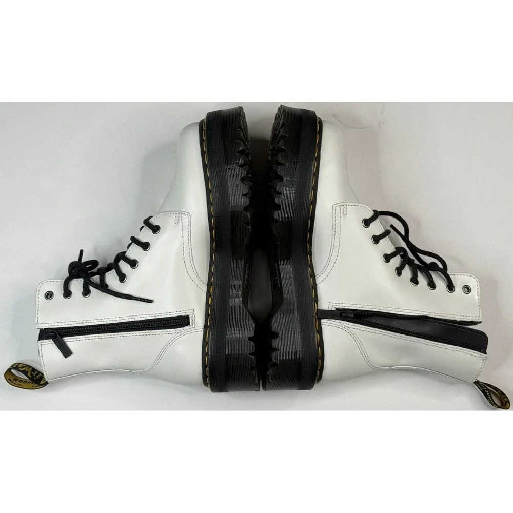 Dr. Martens Jadon Air Wair White & Black Lace Up Boots Size‎ 8 Men - 9 Women
